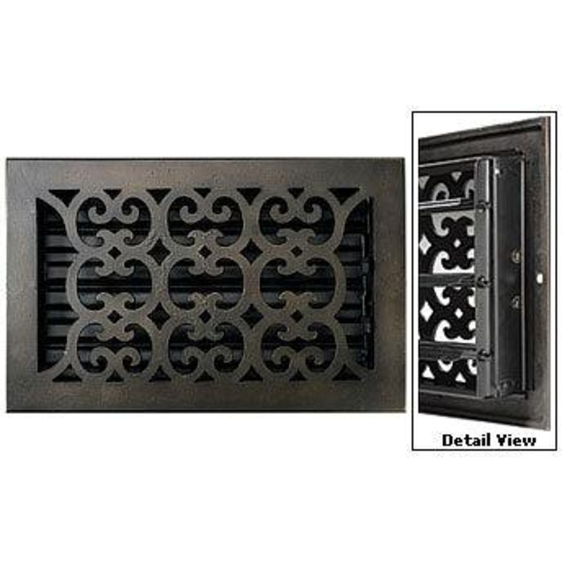 Hamilton Sinkler Decorative Cast Bronze Scroll Vent Floor Register – 6x6in. (Bronze Patina) HAM-HVT-606-BP
