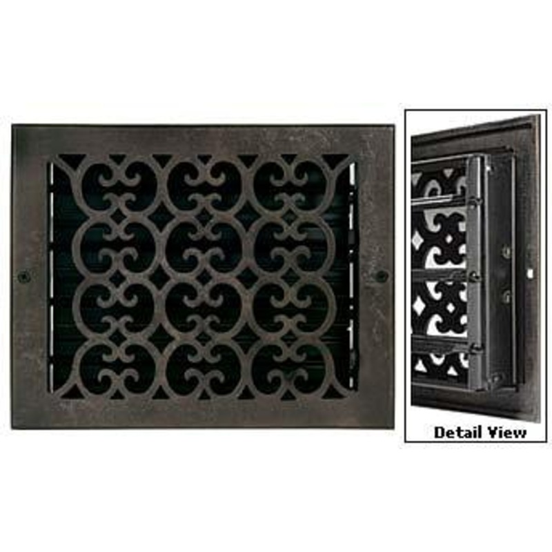 Hamilton Sinkler Decorative Cast Bronze Scroll Vent Wall Register – 10x10in. (Bronze Patina) HAM-WVT-1010-BP