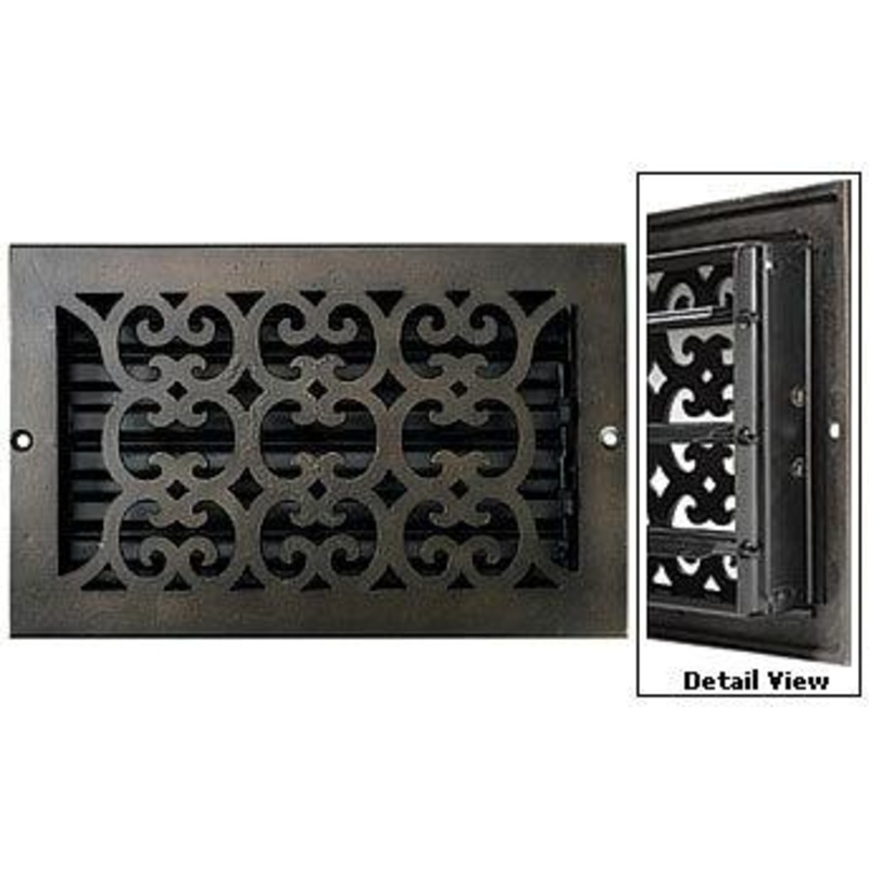 Hamilton Sinkler Decorative Cast Bronze Scroll Vent Wall Register – 8x8in. (Bronze Patina)WVT808-BP