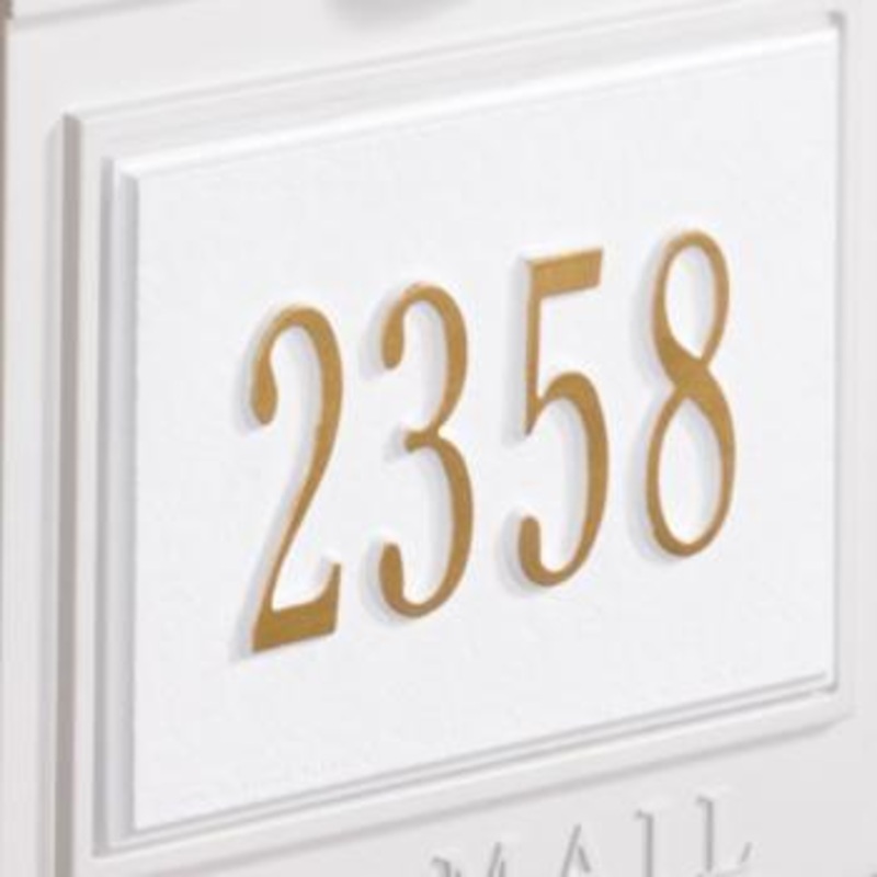 Plaque for Whitehall Wall Mount Mailbox in White with Gold 1426-WG
