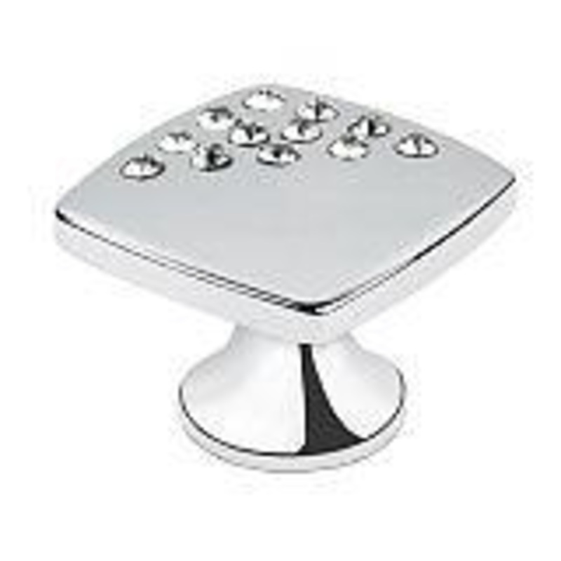 TopEx Crystal  (0mm) Square Swarovski Crystal Cabinet Knob (Bright Chrome) P2059CRLSWA
