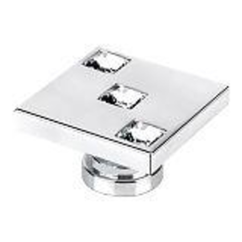 TopEx Crystal 1-3/4 (44mm) Square Swarovski Crystal Cabinet Knob (Bright Chrome) P2052CRLSWA
