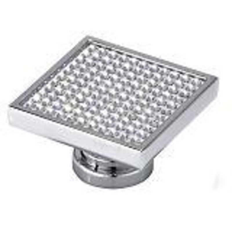 TopEx Crystal 1-3/4 (44mm) Square Swarovski Crystal Cabinet Knob (Bright Chrome) P2080CRLSWA