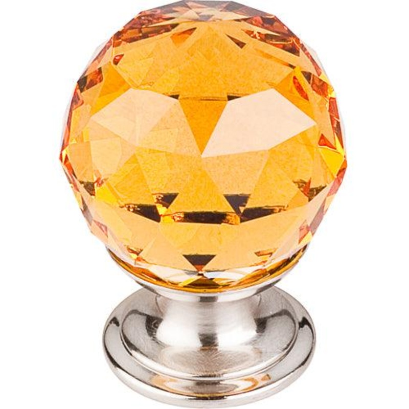 Top Knobs TK111BSN Amber Crystal Knob 1 1/8 w/ Brushed Satin Nickel Base