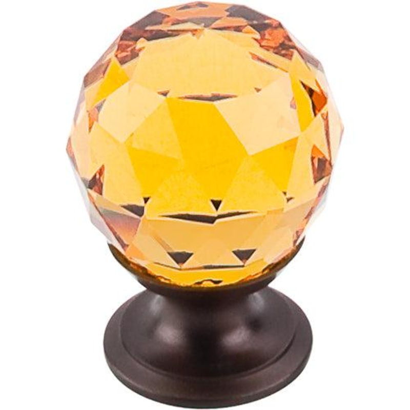 Top Knobs TK111ORB Amber Crystal Knob 1 1/8 w/ Oil Rubbed Bronze Base