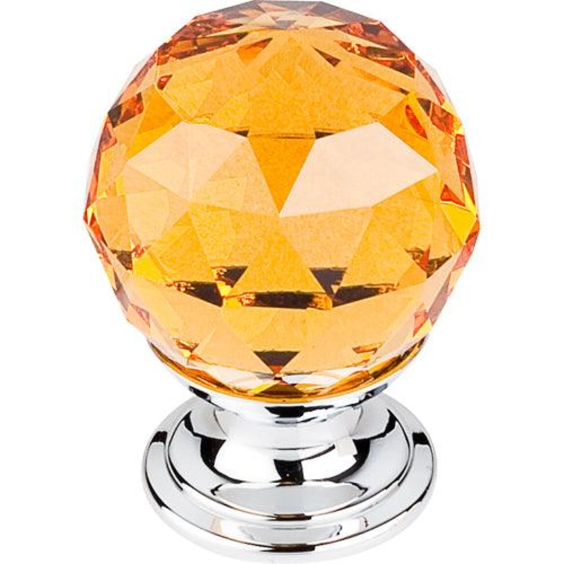 Top Knobs TK111PC Amber Crystal Knob 1 1/8 w/ Polished Chrome Base