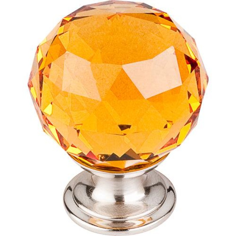 Top Knobs TK112BSN Amber Crystal Knob 1 3/8 w/ Brushed Satin Nickel Base