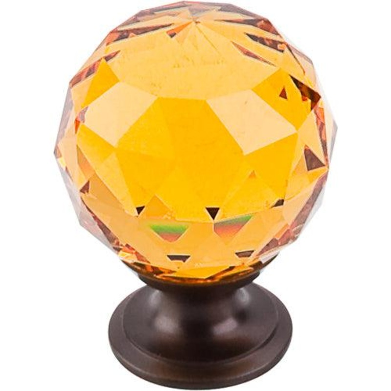 Top Knobs TK112ORB Amber Crystal Knob 1 3/8 w/ Oil Rubbed Bronze Base