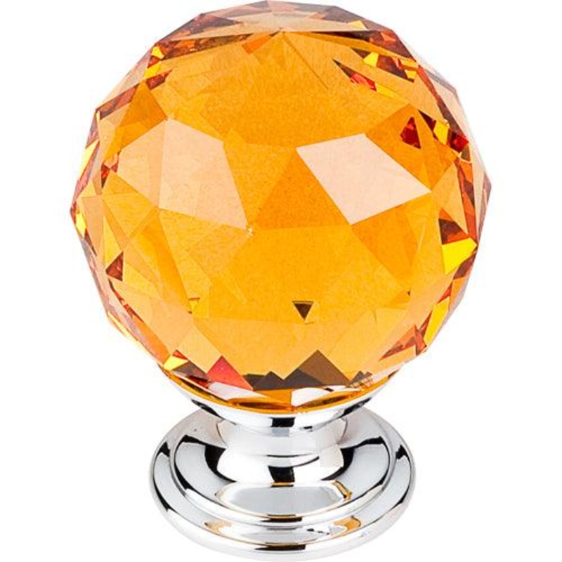 Top Knobs TK112PC Amber Crystal Knob 1 3/8 w/ Polished Chrome Base