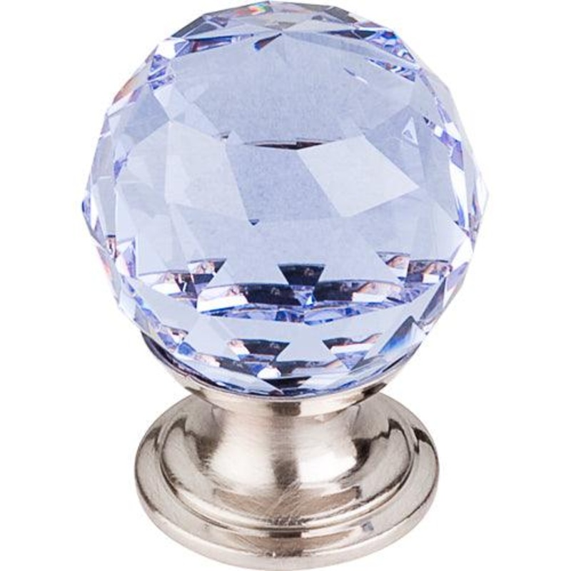 Top Knobs TK113BSN Light Blue Crystal Knob 1 1/8 w/ Brushed Satin Nickel Base