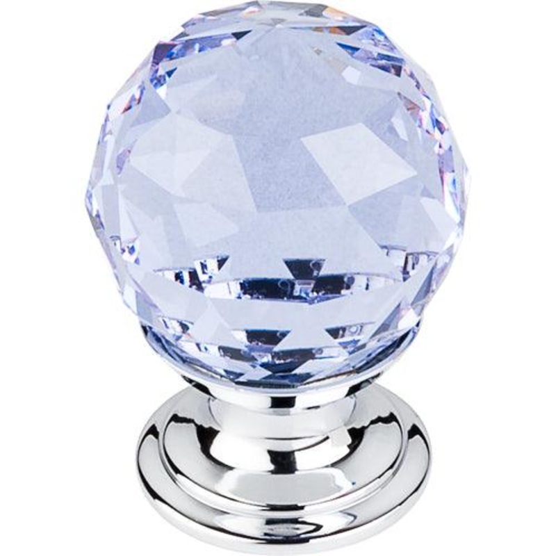 Top Knobs TK113PC Light Blue Crystal Knob 1 1/8 w/ Polished Chrome Base