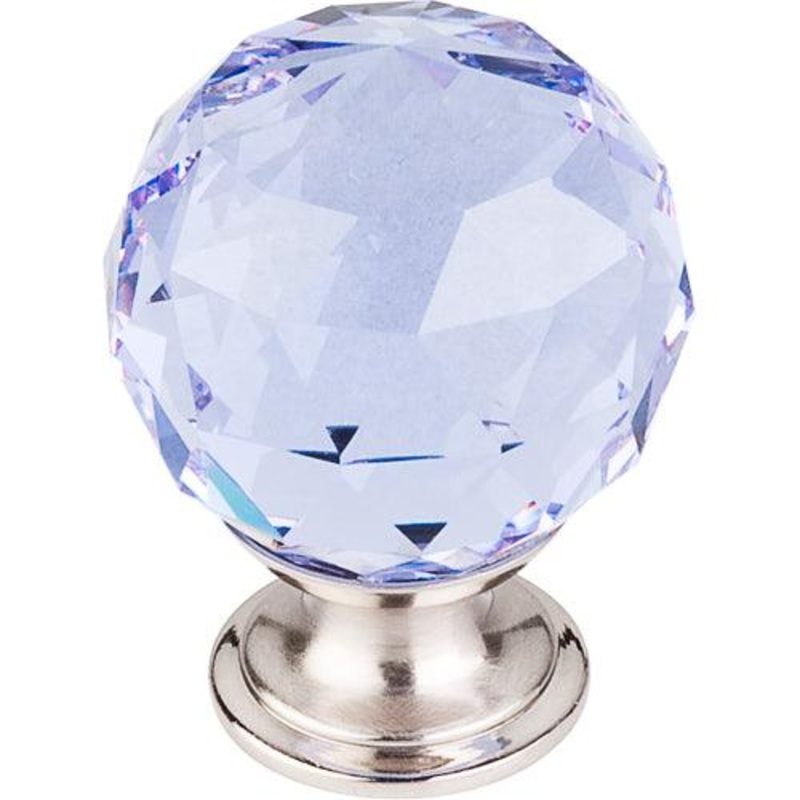 Top Knobs TK114BSN Light Blue Crystal Knob 1 3/8 w/ Brushed Satin Nickel Base