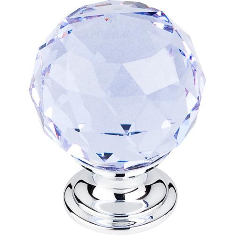 Top Knobs TK114PC Light Blue Crystal Knob 1 3/8 w/ Polished Chrome Base