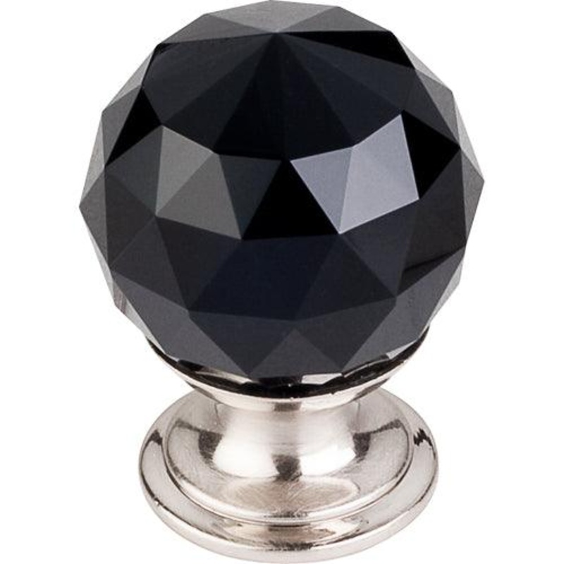 Top Knobs TK115BSN Black Crystal Knob 1 1/8 w/ Brushed Satin Nickel Base