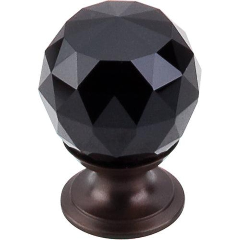 Top Knobs TK115ORB Black Crystal Knob 1 1/8 w/ Oil Rubbed Bronze Base