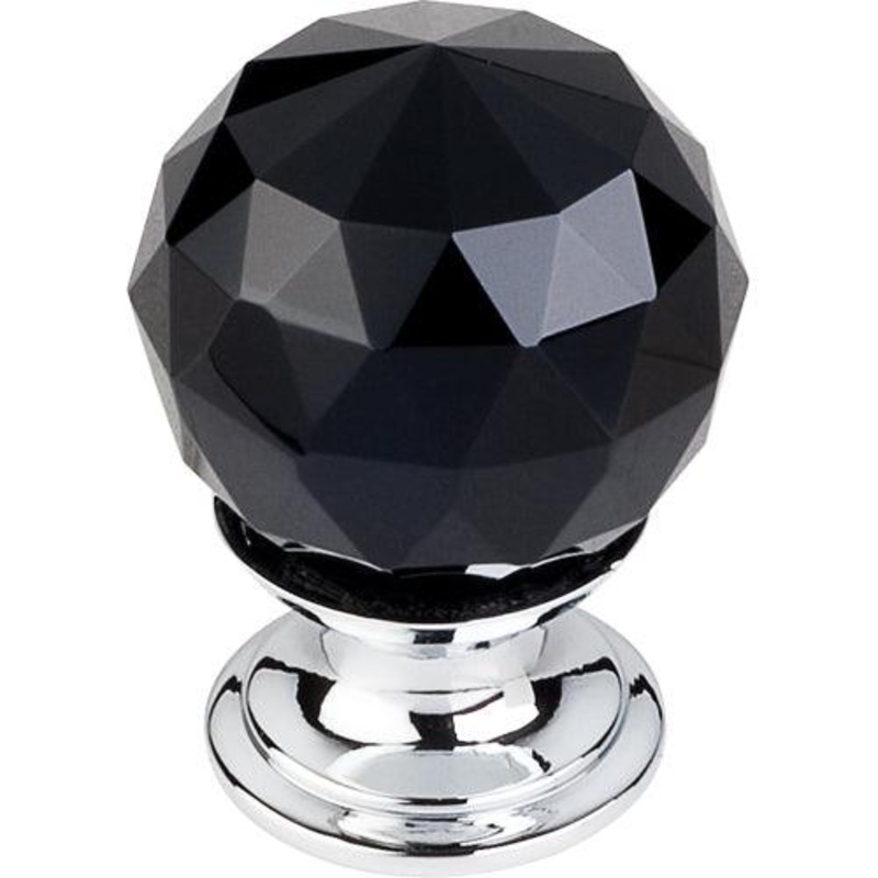 Top Knobs TK115PC Black Crystal Knob 1 1/8 w/ Polished Chrome Base