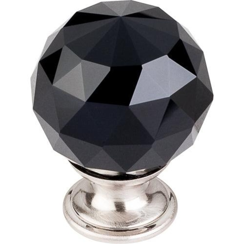 Top Knobs TK116BSN Black Crystal Knob 1 3/8 w/ Brushed Satin Nickel Base