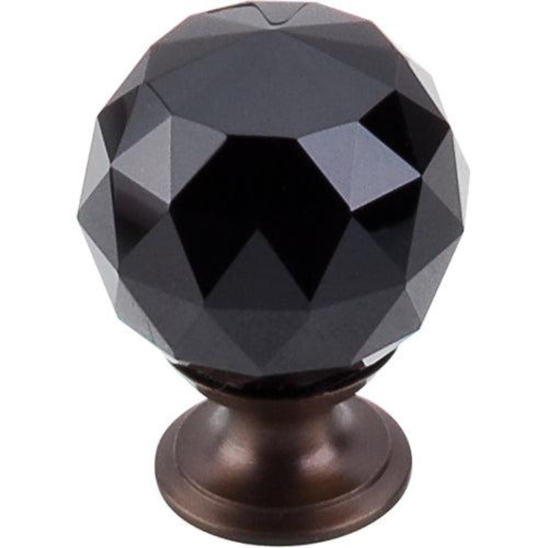 Top Knobs TK116ORB Black Crystal Knob 1 3/8 w/ Oil Rubbed Bronze Base
