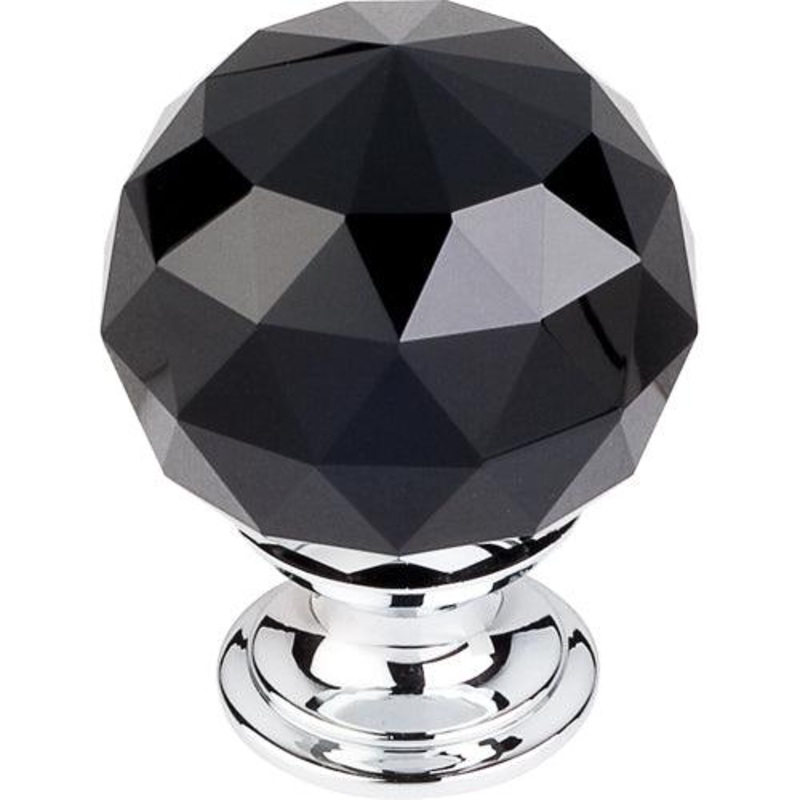 Top Knobs TK116PC Black Crystal Knob 1 3/8 w/ Polished Chrome Base