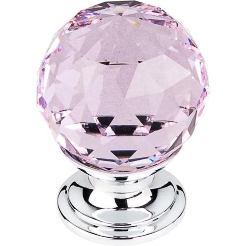 Top Knobs TK117PC Pink Crystal Knob 1 1/8 w/ Polished Chrome Base