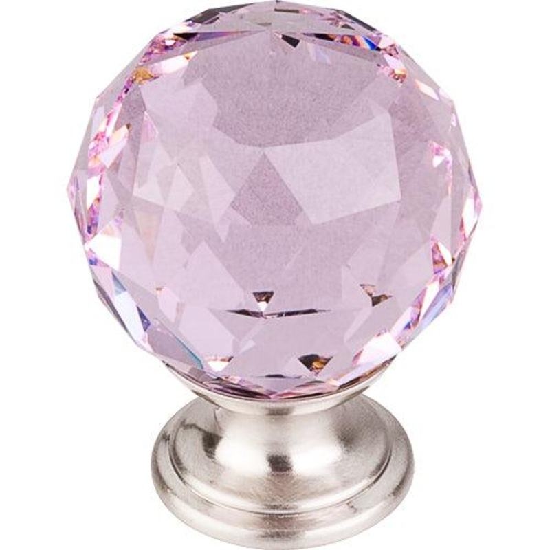 Top Knobs TK118BSN Pink Crystal Knob 1 3/8 w/ Brushed Satin Nickel Base