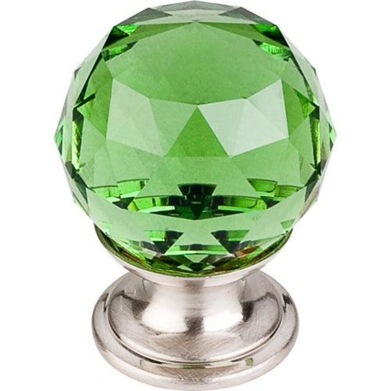 Top Knobs TK119BSN Green Crystal Knob 1 1/8 w/ Brushed Satin Nickel Base