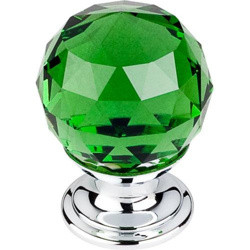 Top Knobs TK119PC Green Crystal Knob 1 1/8 w/ Polished Chrome Base