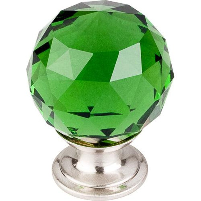Top Knobs TK120BSN Green Crystal Knob 1 3/8 w/ Brushed Satin Nickel Base