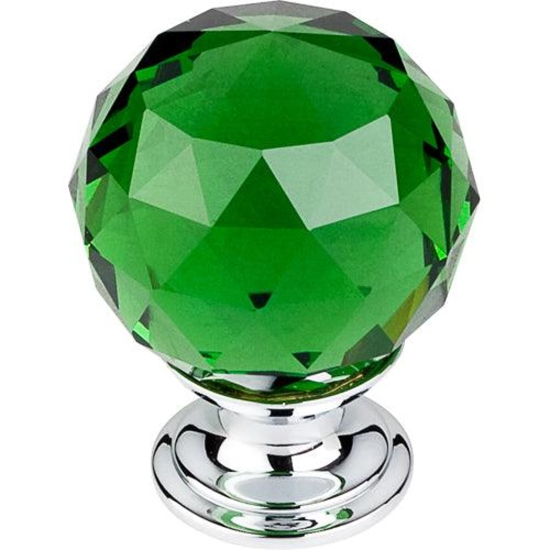 Top Knobs TK120PC Green Crystal Knob 1 3/8 w/ Polished Chrome Base