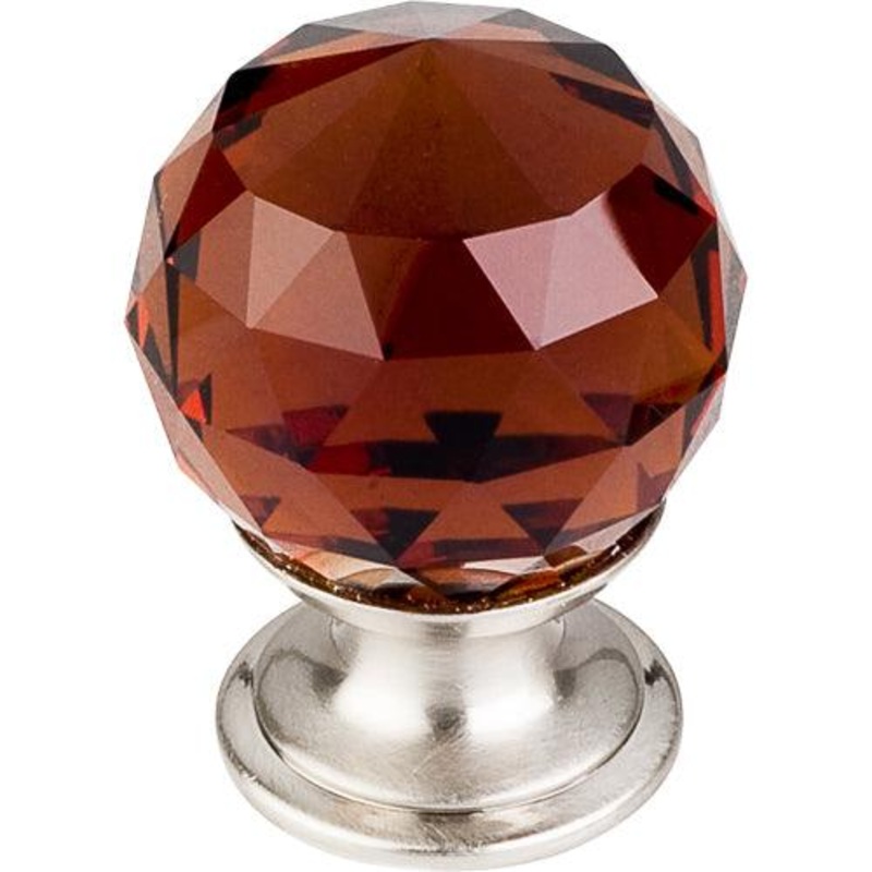 Top Knobs TK121BSN Wine Crystal Knob 1 1/8 w/ Brushed Satin Nickel Base