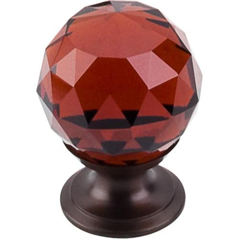 Top Knobs TK121ORB Wine Crystal Knob 1 1/8 w/ Oil Rubbed Bronze Base