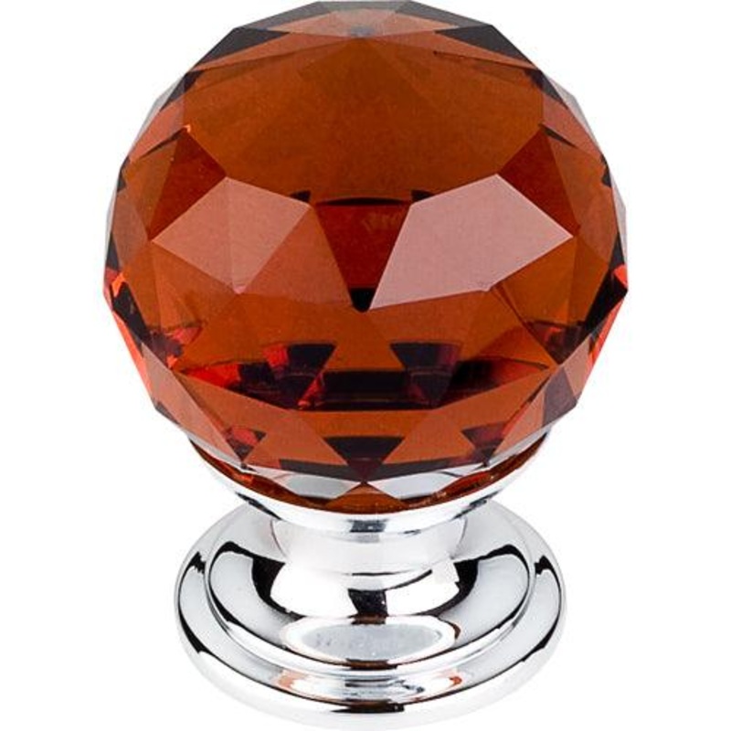 Top Knobs TK121PC Wine Crystal Knob 1 1/8 w/ Polished Chrome Base