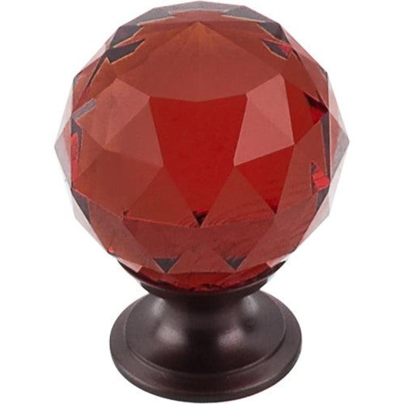 Top Knobs TK122ORB Wine Crystal Knob 1 3/8 w/ Oil Rubbed Bronze Base