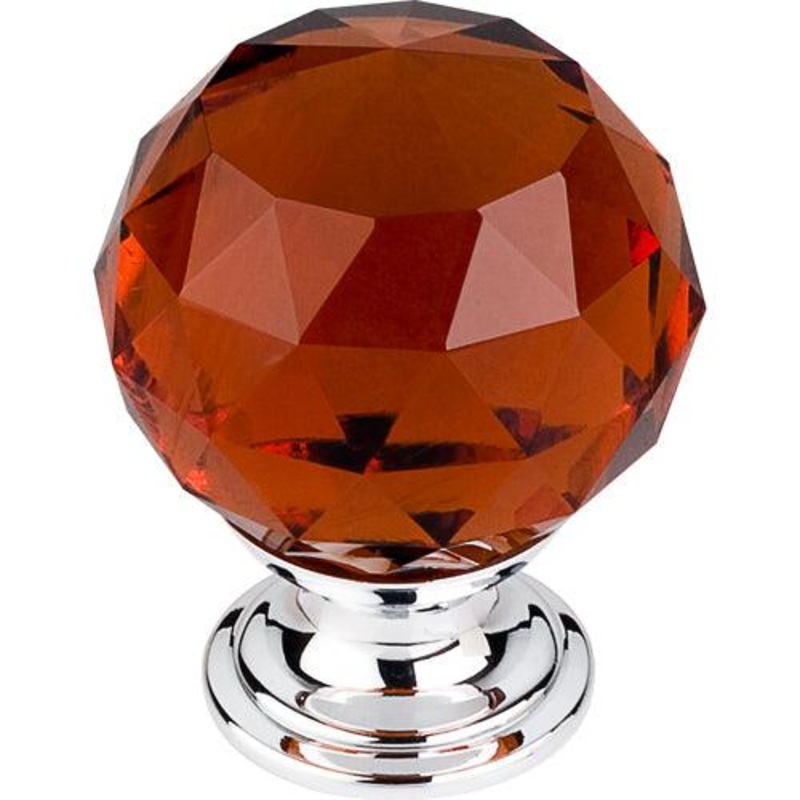 Top Knobs TK122PC Wine Crystal Knob 1 3/8 w/ Polished Chrome Base