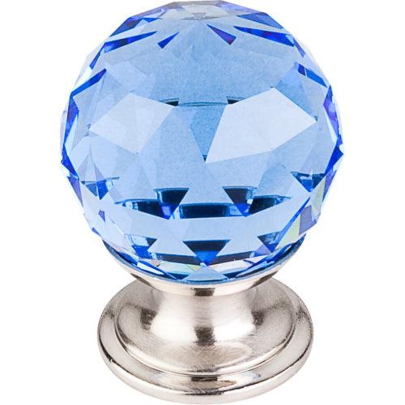 Top Knobs TK123BSN Blue Crystal Knob 1 1/8 w/ Brushed Satin Nickel Base