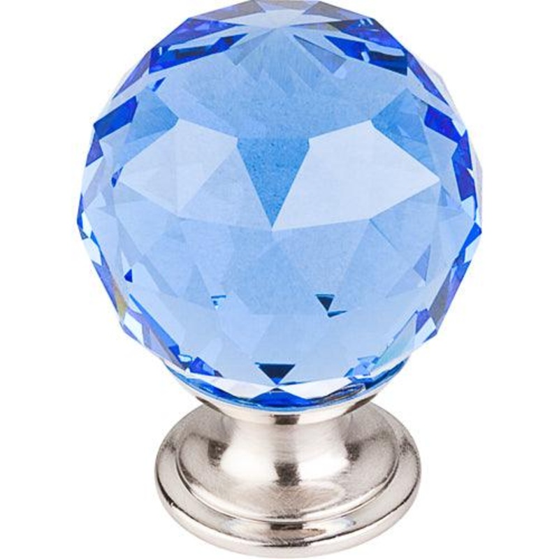 Top Knobs TK124BSN Blue Crystal Knob 1 3/8 w/ Brushed Satin Nickel Base