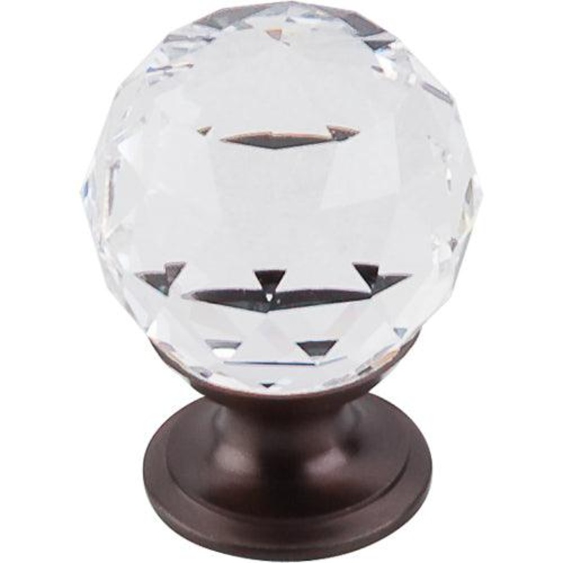Top Knobs TK125ORB Clear Crystal Knob 1 1/8 w/ Oil Rubbed Bronze Base
