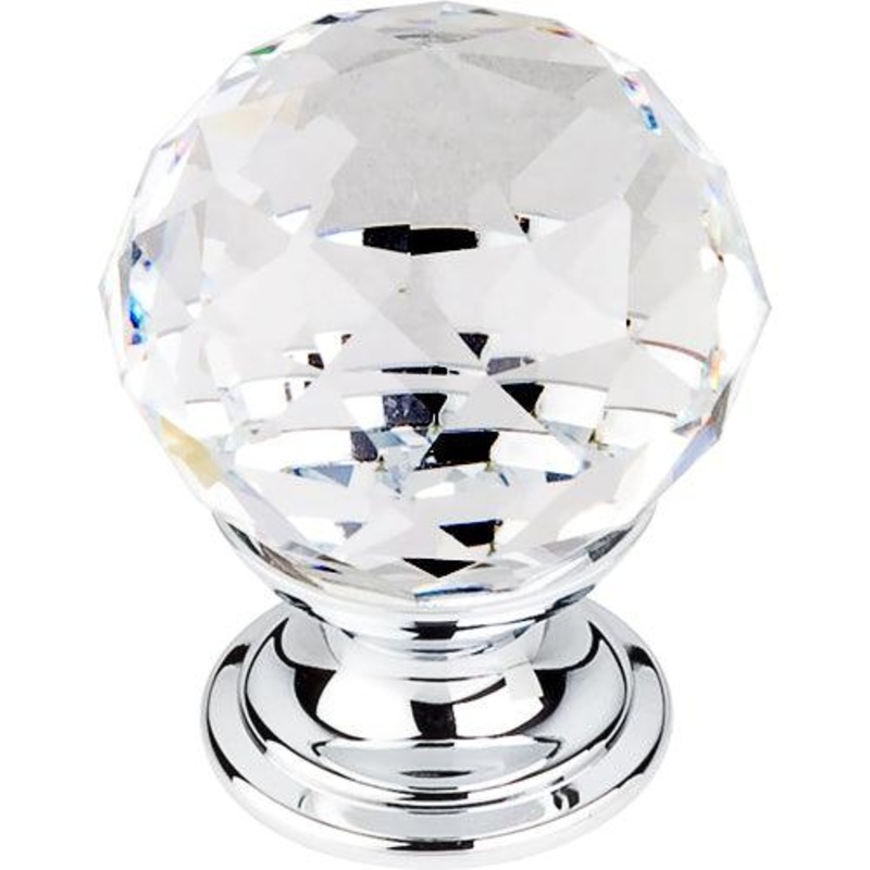 Top Knobs TK125PC Clear Crystal Knob 1 1/8 w/ Polished Chrome Base