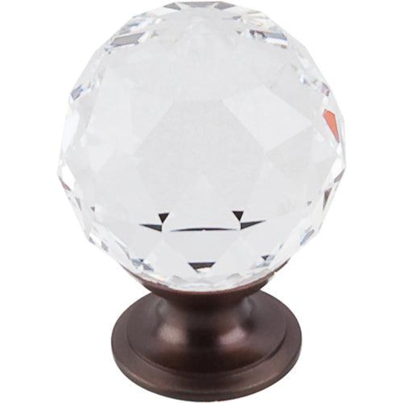 Top Knobs TK126ORB Clear Crystal Knob 1 3/8 w/ Oil Rubbed Bronze Base