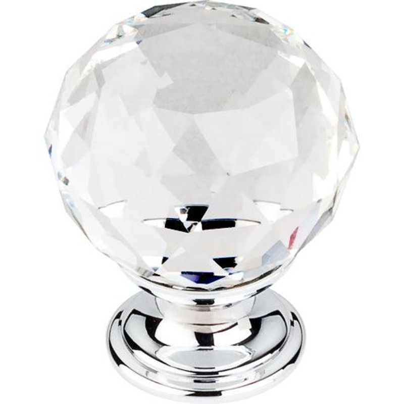 Top Knobs TK126PC Clear Crystal Knob 1 3/8 w/ Polished Chrome Base
