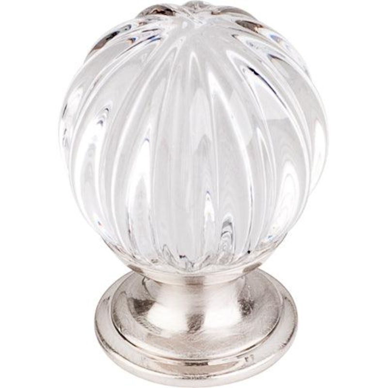 Top Knobs TK127BSN Clear Melon Crystal Knob 1 1/8 w/ Brushed Satin Nickel Base
