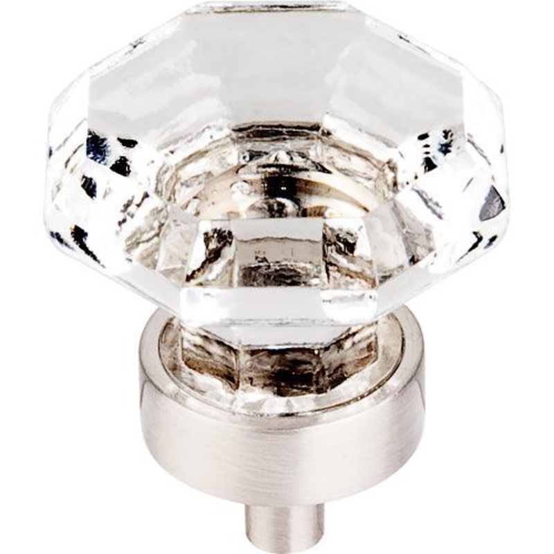 Top Knobs TK128BSN Clear Octagon Crystal Knob 1 3/8 w/ Brushed Satin Nickel Base