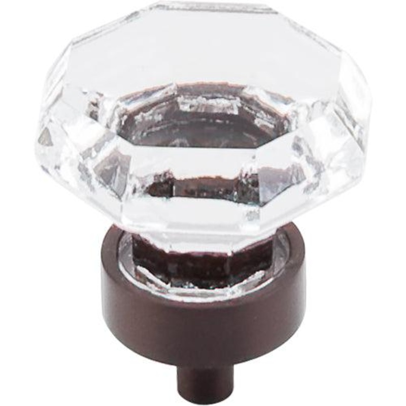 Top Knobs TK128ORB Clear Octagon Crystal Knob 1 3/8 w/ Oil Rubbed Bronze Base