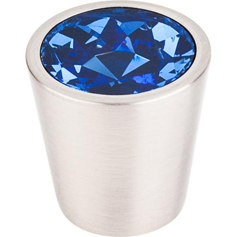 Top Knobs TK131BSN Blue Crystal Center Knob 1 1/16 w/ Brushed Satin Nickel Shell