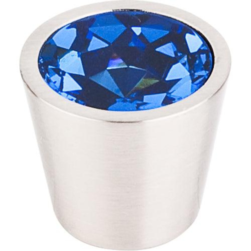 Top Knobs TK132BSN Blue Crystal Center Knob 3/4 w/ Brushed Satin Nickel Shell