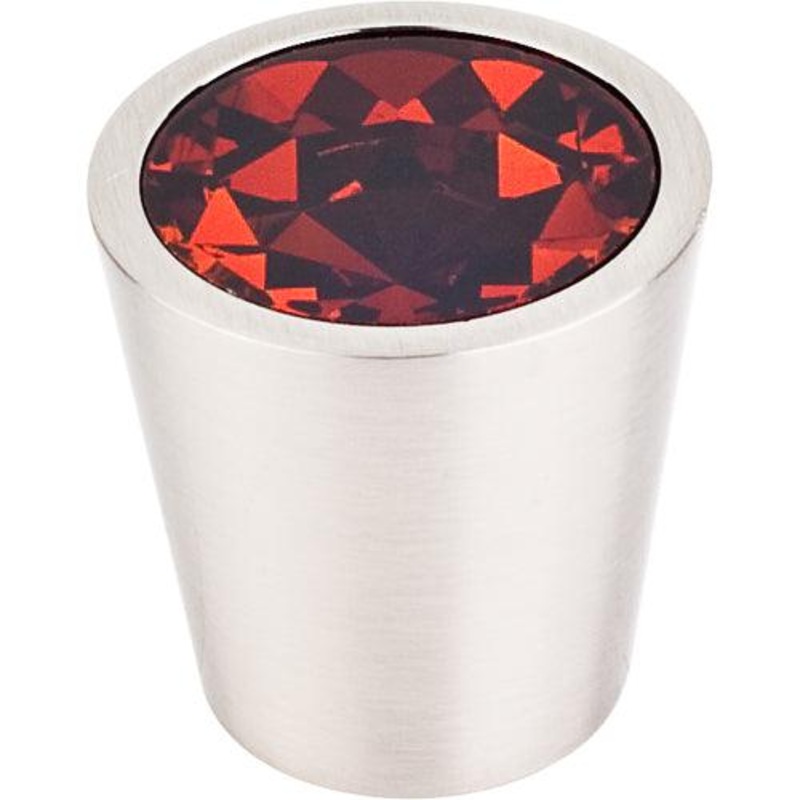 Top Knobs TK133BSN Wine Crystal Center Knob 1 1/16 w/ Brushed Satin Nickel Shell
