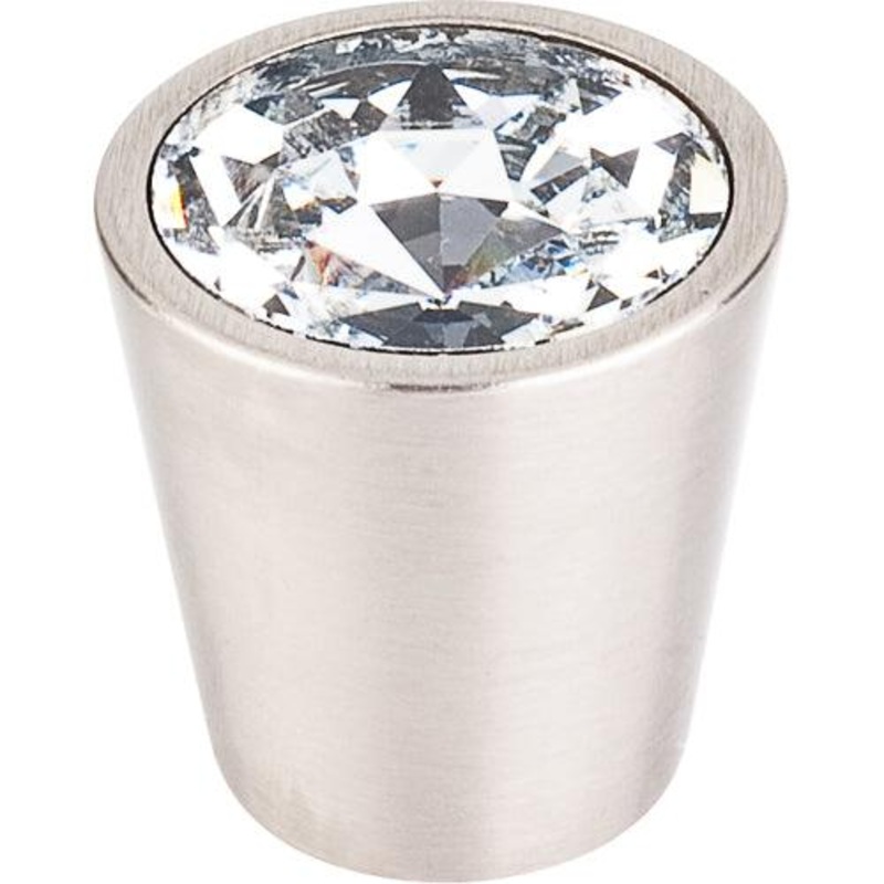 Top Knobs TK135BSN Clear Crystal Center Knob 1 1/16 w/ Brushed Satin Nickel Shell
