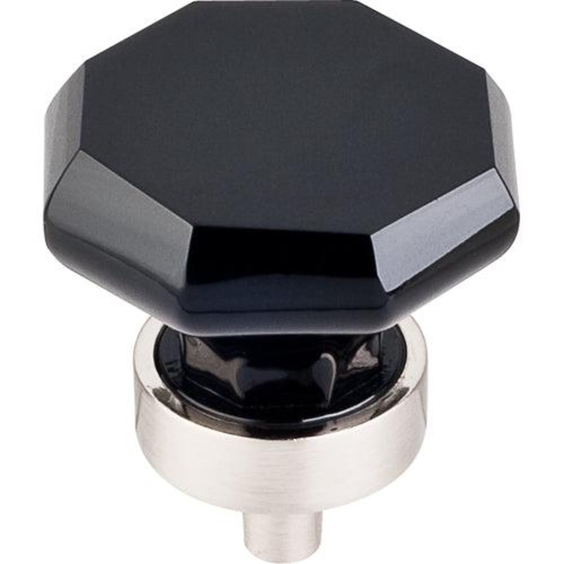 Top Knobs TK137BSN Black Octagon Crystal Knob 1 3/8 w/ Brushed Satin Nickel Base