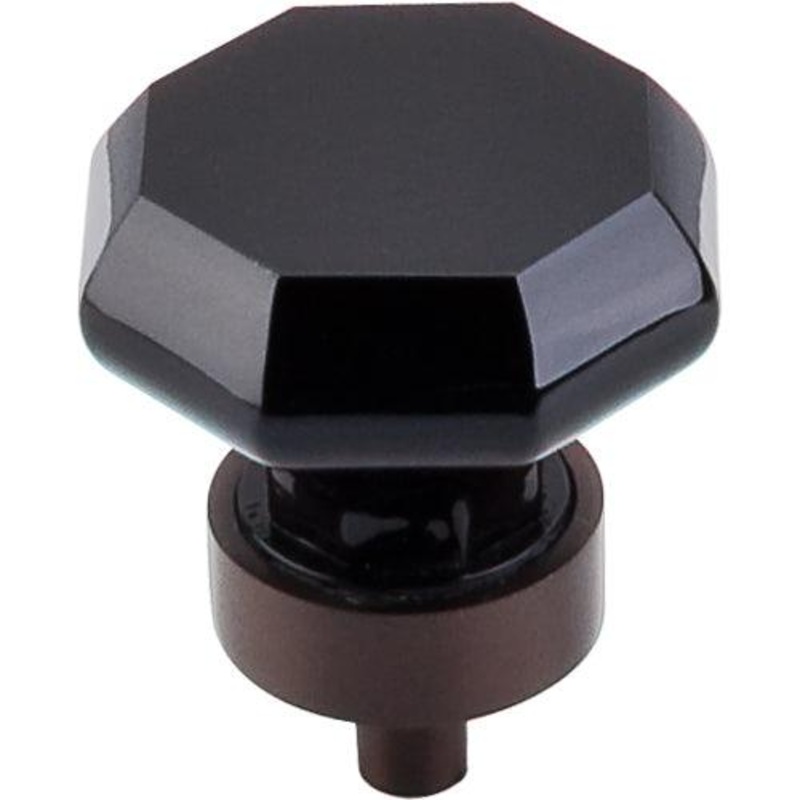 Top Knobs TK137ORB Black Octagon Crystal Knob 1 3/8 w/ Oil Rubbed Bronze Base