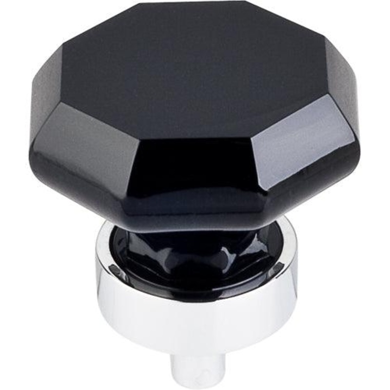 Top Knobs TK137PC Black Octagon Crystal Knob 1 3/8 w/ Polished Chrome Base